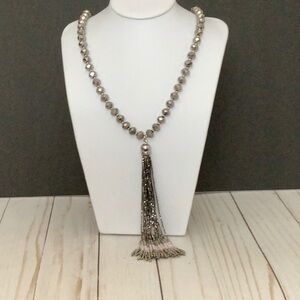 Beautiful Beaded Long Necklace with Beaded Tassel